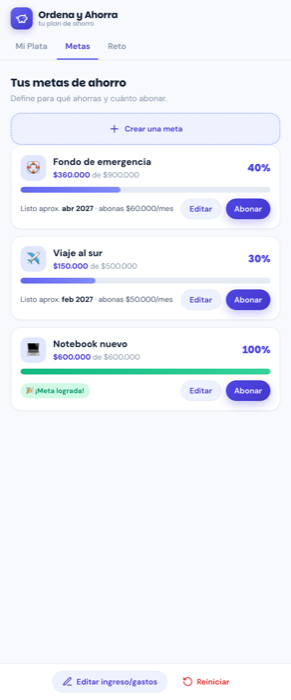 Tus metas con fecha